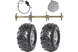 ZXTDR 1" Steel Live Axle with 18x9.5-8 Tubeless Wheels Tires Rim and Chain Sprocket Brake Master Cylinder for Go Kart Quad Trike Golf Carts