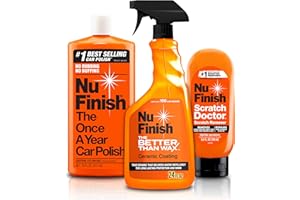 Nu Finish Exterior Finish Detailing Kit, Car Care Kit Protects Car Exterior, Includes Nu Finish Scratch Doctor Car Scratch Remover, Better Than Wax Ceramic Coating and Once A Year Car Polish, 3 Count
