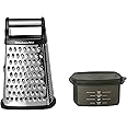 KitchenAid Gourmet 4-Sided Stainless Steel Box Grater with Detachable Storage Container, 10 inches tall, Black