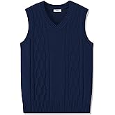 JSTEX Boys Sweater Vest 100% Cotton Kids Uniform Vest Girls V-Neck Sleeveless Knit Pullover for Size 4-14
