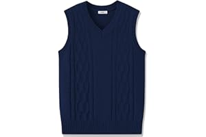 JSTEX Boys Sweater Vest 100% Cotton Kids Uniform Vest Girls V-Neck Sleeveless Knit Pullover for Size 4-14