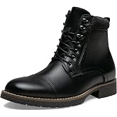 Vostey Mens Motorcycle Boots With Side Zipper Dress Boot | Casual Cambat Lace Up High Top Ankle Chukka Fashion Biker Comfortable