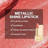 Oulac Metallic Shine Glitter Lipstick Orange High Impact Lipcolor 4.3 g view 2