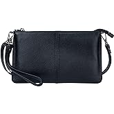 Bveyzi Genuine Leather Wristlet Purses for Women, Envelope Clutch Wallet Small Crossbody Bags for Dressy Evening