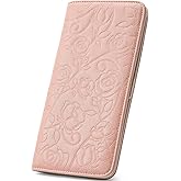 MEIITRUE Wallet Women Ultra Slim Thin Womens Wallet RFID Blocking Bifold Clutch Long Ladies Wallet Rose PINK