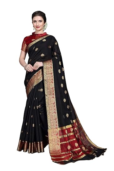 Women's Banarasi Silk Saree With Unstitched Blouse Piece