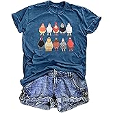 Chicken Shirt for Women Farm Tees Farm Girl T Shirt Funny Chicken Graphic T-Shirt Casual Short Sleeve Tops