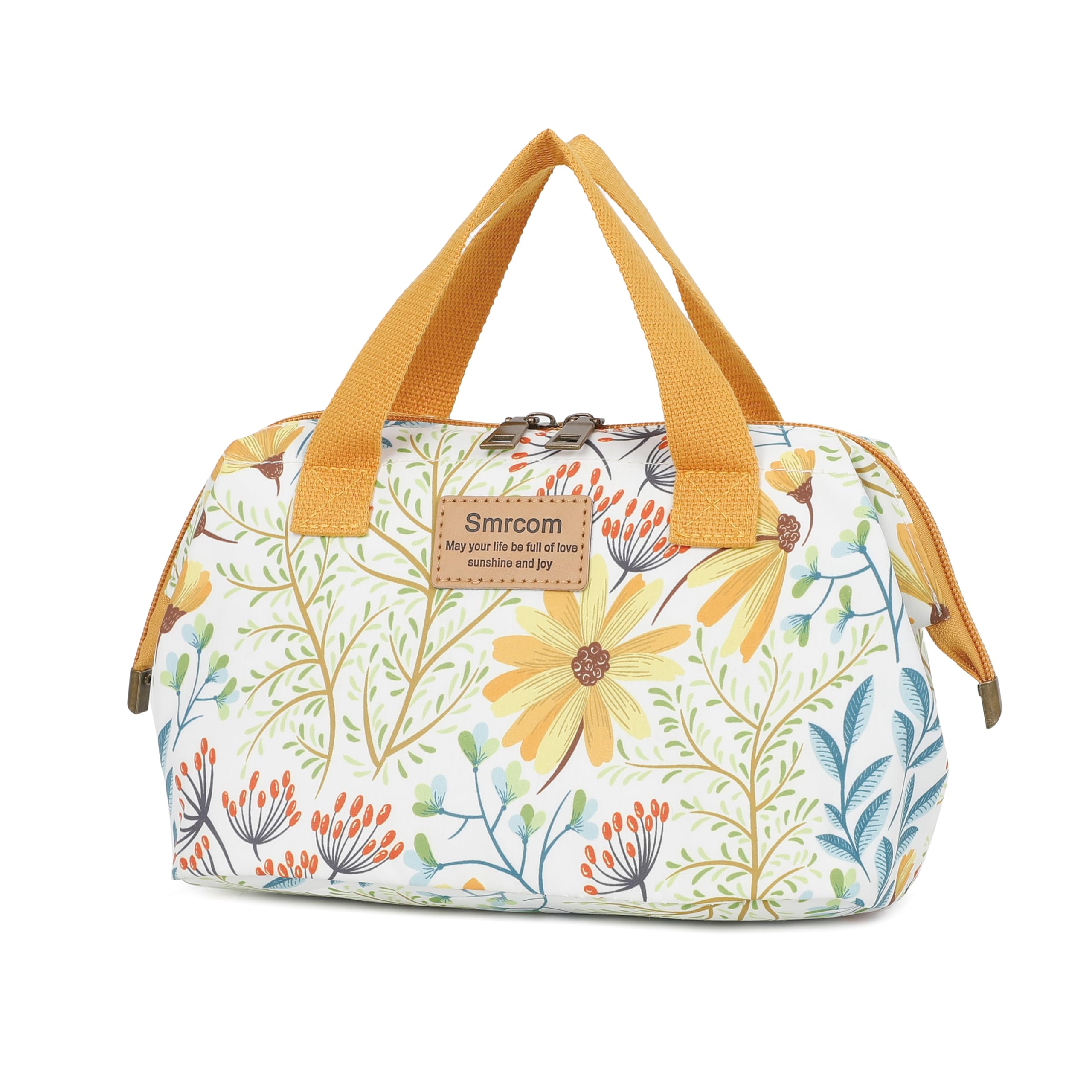 Photo 1 of Smrcom Makeup Bag Cosmetic Bag For Women Girl Travel Makeup Bag Toilet Bag Zipper Organizer Bag Waterproof (Yellow flower)