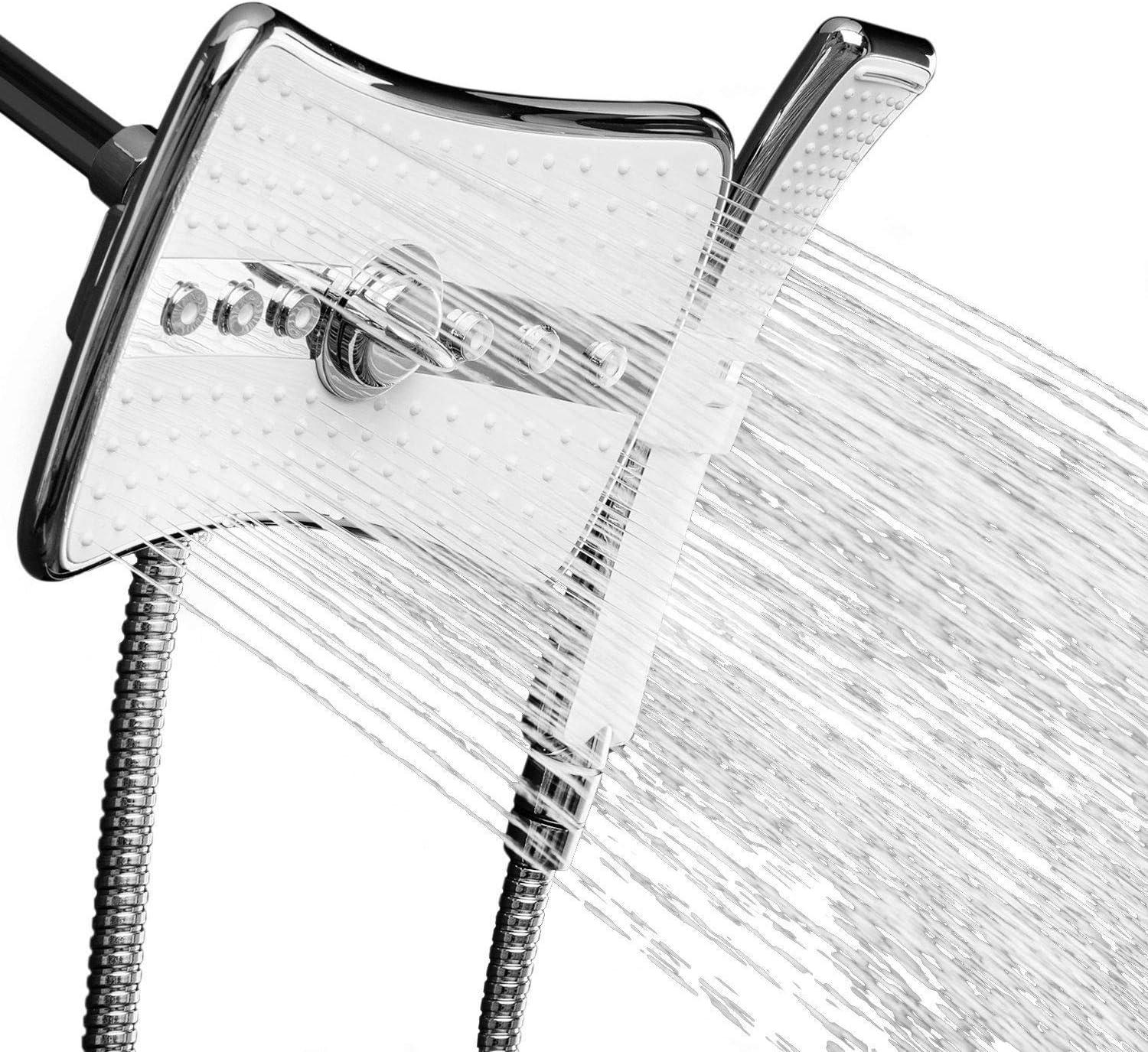 4 Setting MultiFunction Waterfall Rainfall ABS Chrome Shower Head Wand