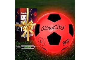 GlowCity Glow in The Dark Soccer Ball - Sizes 3, 4, 5 for Kids, Teens & Adults - Light Up Soccer Ball with 2 LED Lights - Sports Birthday Gifts Ideas for Boys & Teenagers Ages 6 7 8 9 10 11 12 13 14
