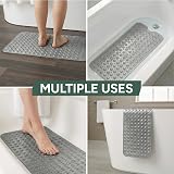 Zuvo Extra Long Bath Mat 100x40cm Grey Non Slip Anti Mould Machine Washable view 5