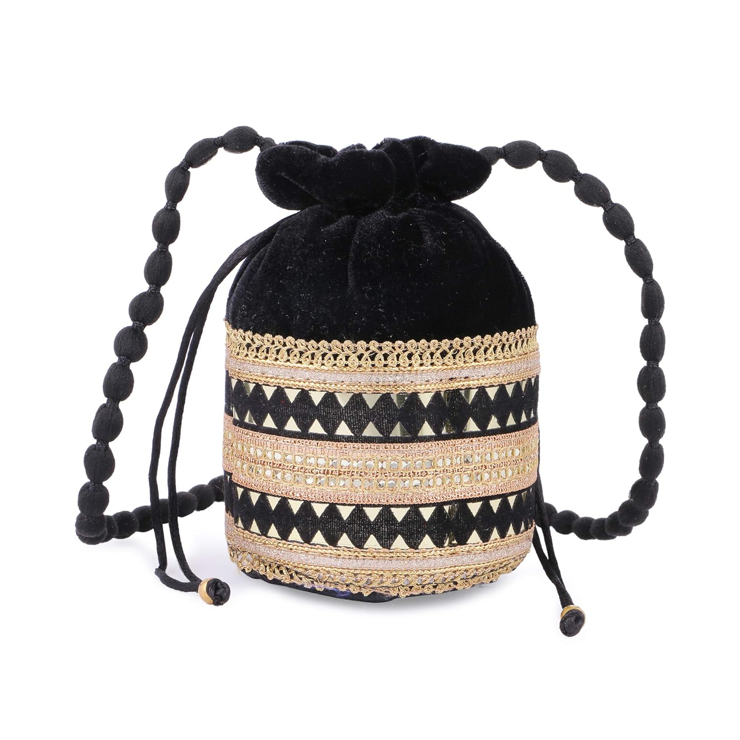 gaurapakhi traditional ethnic rajasthani velvet potli bag- embroidered hand purse | pouches for women & girls