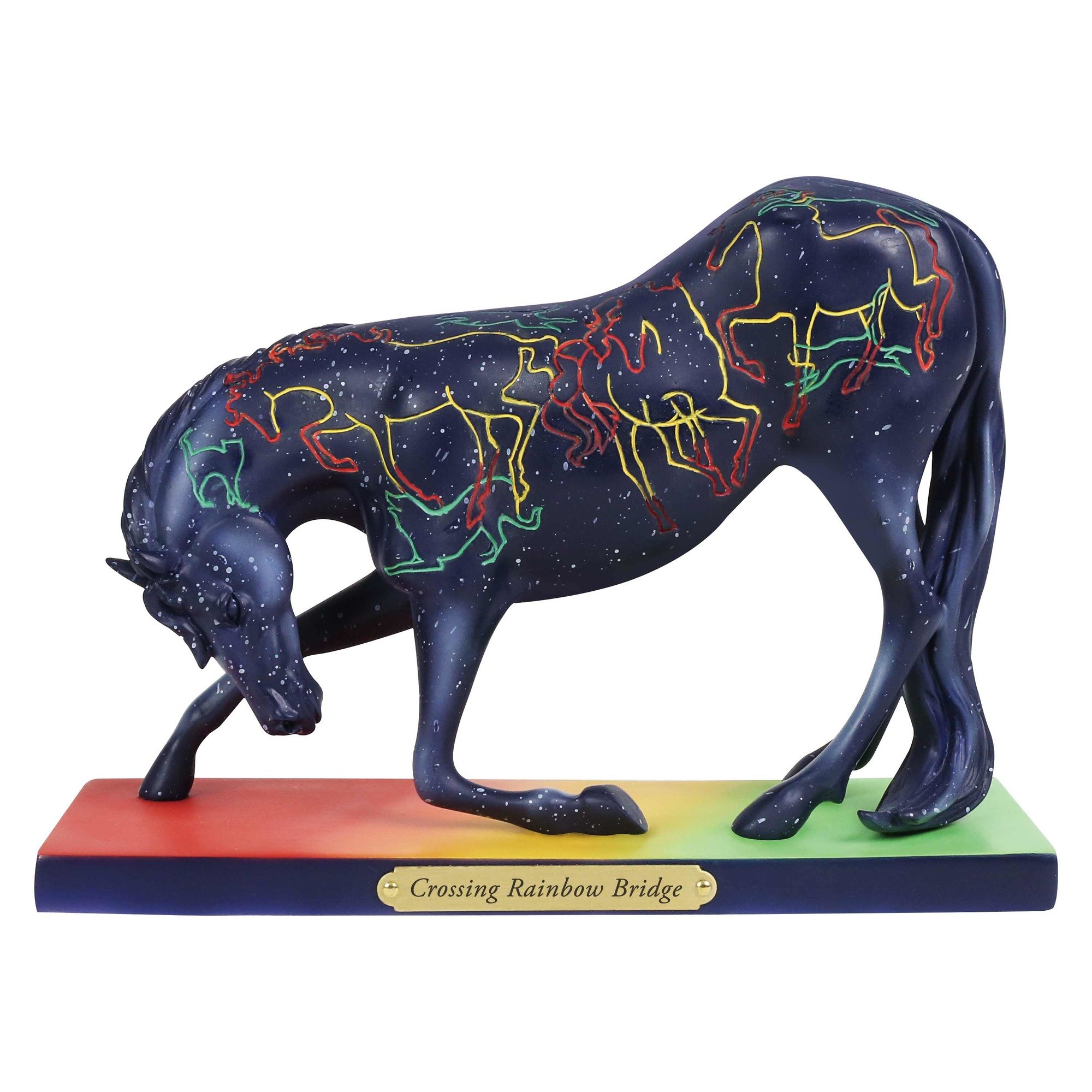 Enesco Trail of Painted Ponies â€œCrossing Rainbow Bridge, 5â€ Stone Resin Figurine, 5", Multicolor