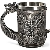 BYLSSNUK Viking Decor Coffee Beer Mug with Dragon Handle, Valentines Gift for Men Viking Gifts for Men Beer Cups for Men, Medieval Renaissance Decorations, 18 Oz
