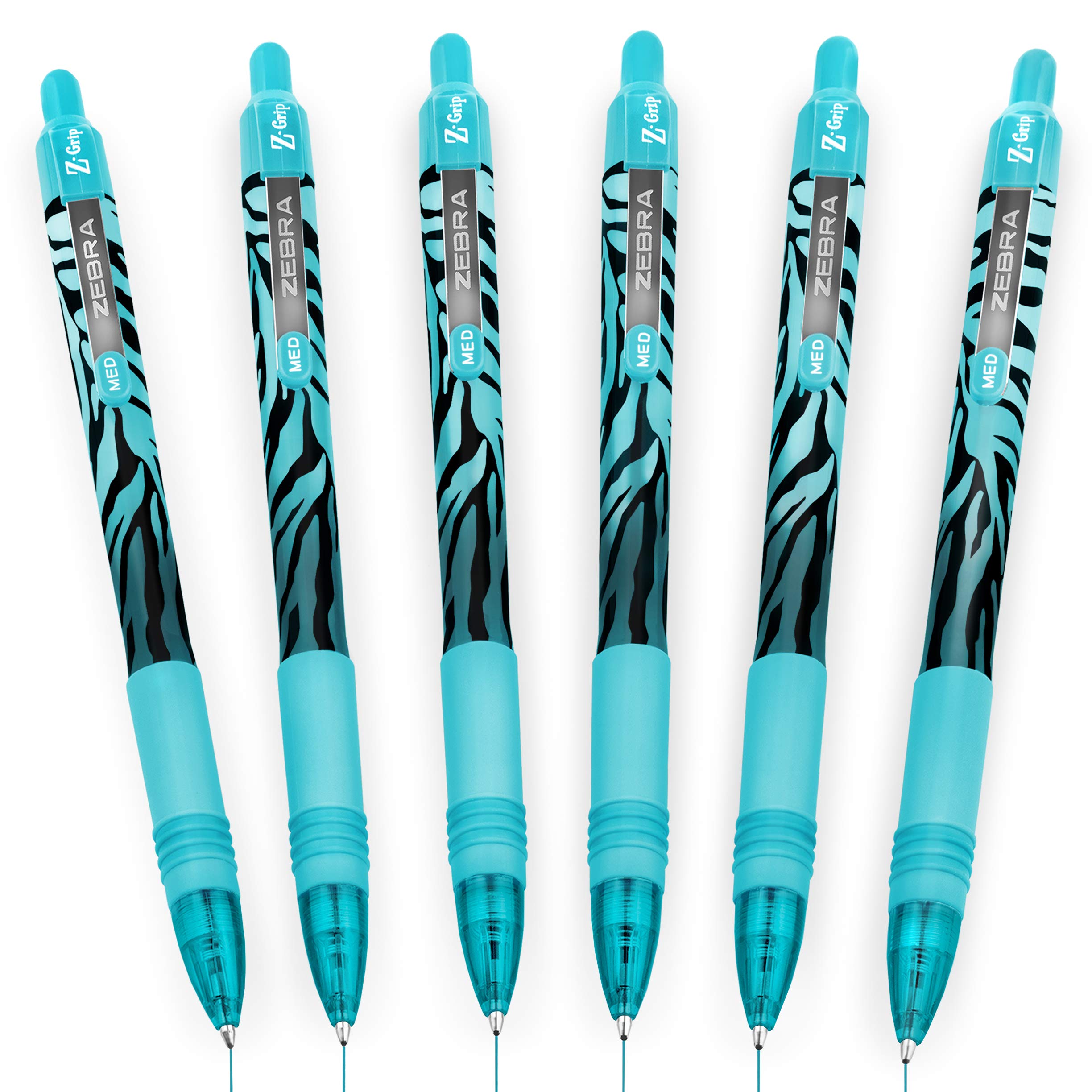 Zebra Z-Grip Smooth Ballpoint Pen - 1.0mm - Funky Flame - Stripe Blue Barrel - Blue Ink - Pack of 6
