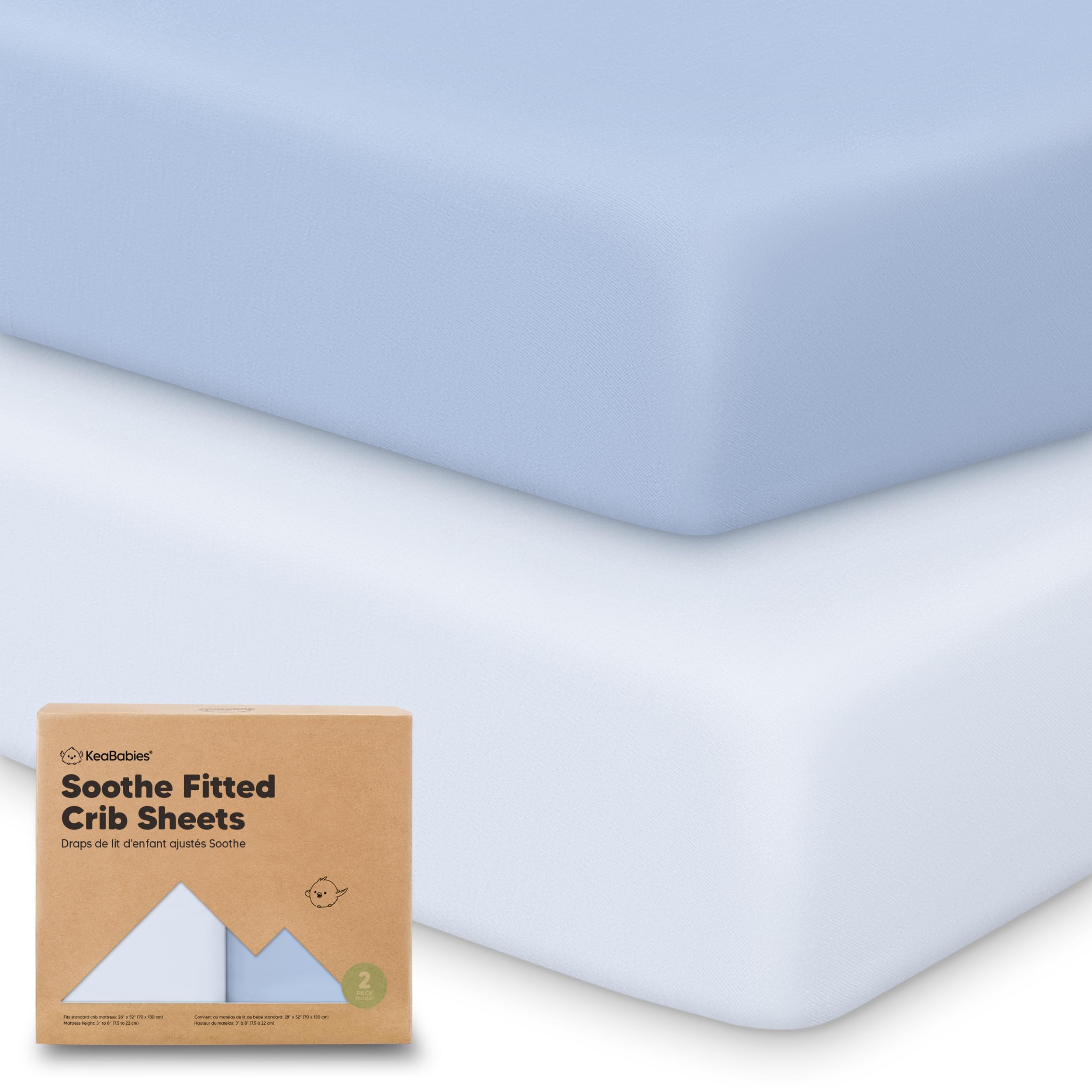 Photo 1 of KeaBabies 2-Pack Organic Crib Sheets for Boys, Girls - 52x28 Fitted Crib Mattress Sheet Neutral, Breathable Jersey Cotton Cover for Baby Bed, Toddler Mattress, Soft & Cute Prints (Blue Flax)