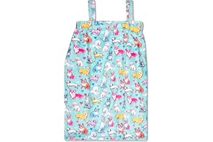 iscream Big Girls' Silky Soft Plush Spa Wrap for Home, Travel, Summer Camp - Furry Friends Collection