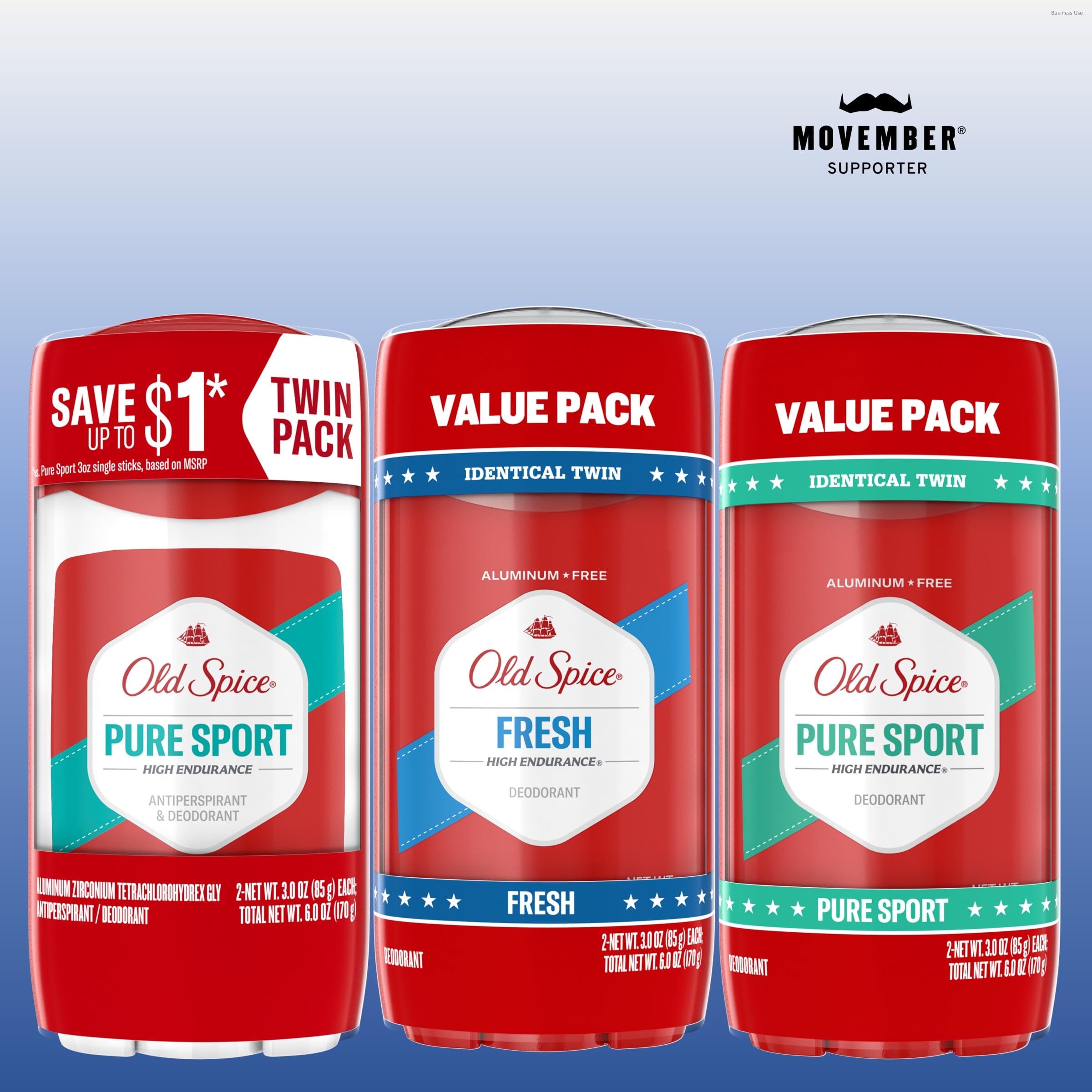 Old Spice Aluminum Free Deodorant For Men, High Endurance, 24/7 Sweat Defense & Odor Protection, 24/7 Freshness & Lasting Scent, Fresh Scent, 3.0 oz (Pack of 2)