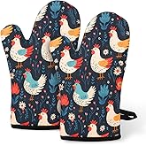 Miracu Oven Mitts Set, Cute Chicken Gifts for Chicken Lovers, Funny Kitchen Decor, Rooster Gifts for Women Mom Her Lady Owner - Bday, Valentines Baking Accessories Stuff, Cooking Themed Present Idea