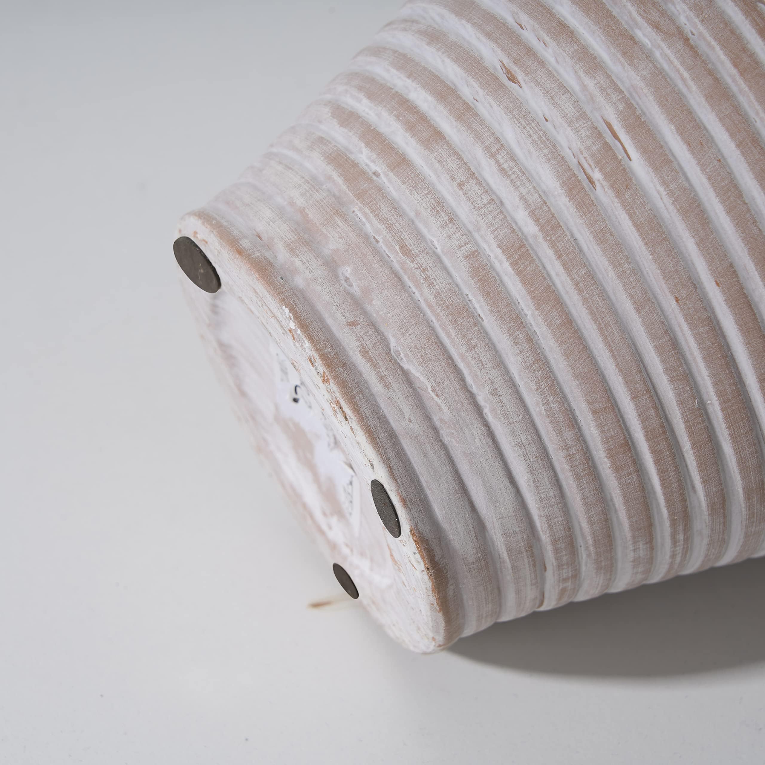 LUKA Ceramic Rustic Farmhouse Vase, 9.2 inch Whitewashed Terracotta Vase, Pottery Decorative Flower Vase,Clay Decorative Vases for Home Decor, Table, Living Room, Shelf, Mantel Decoration - Image 7