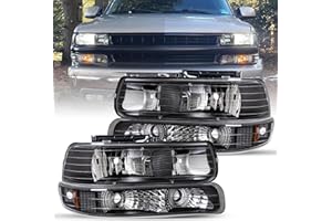 JSBOYAT 4pcs Headlight Assembly Fit for 1999-2002 Chevy Silverado 1500 2500/00-06 Chevy Tahoe Suburban, with Bumper Lights Passenger & Driver Side