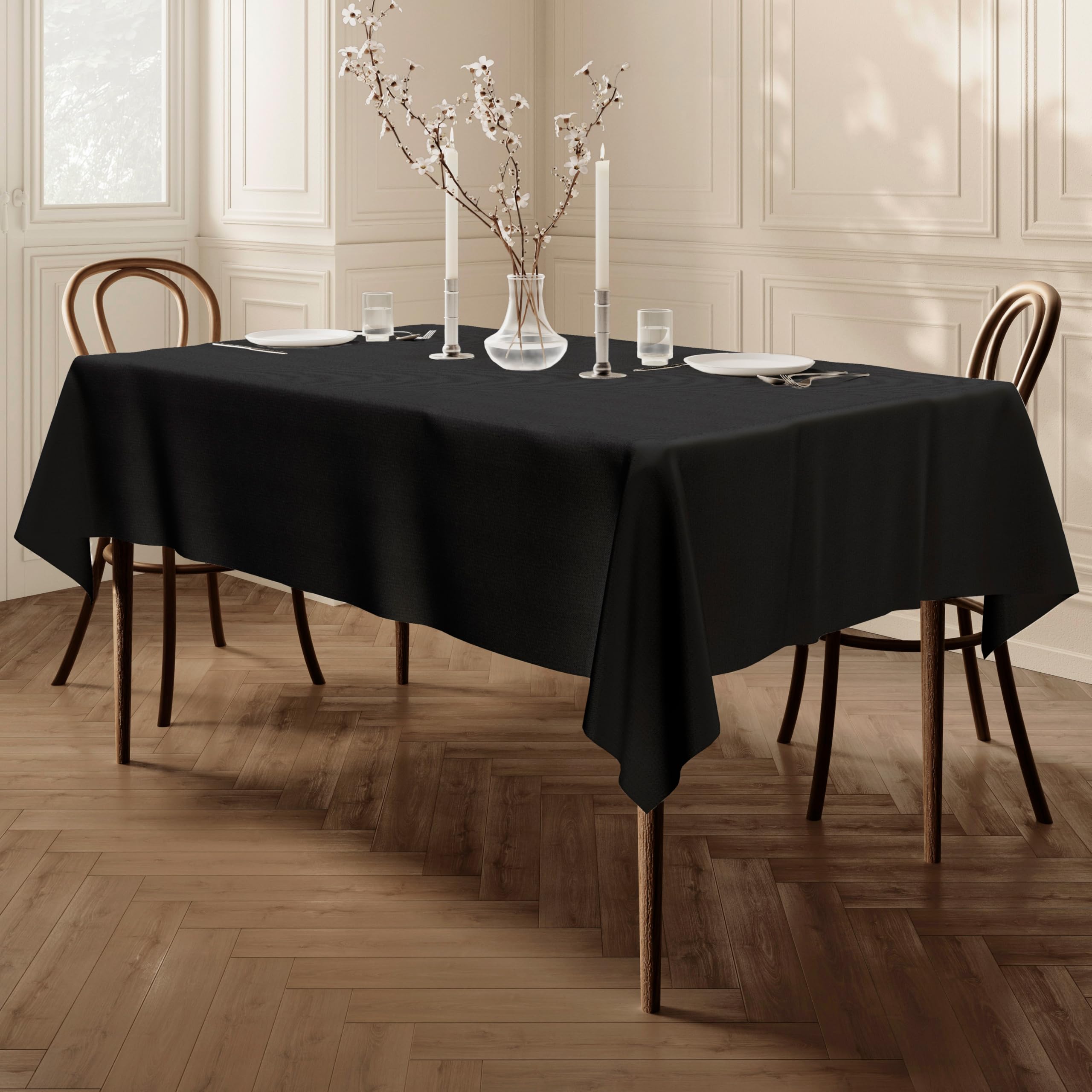 Home Direct Quality Rectangular Fabric Tablecloth 140x180cm 55"x70" Black — image 1