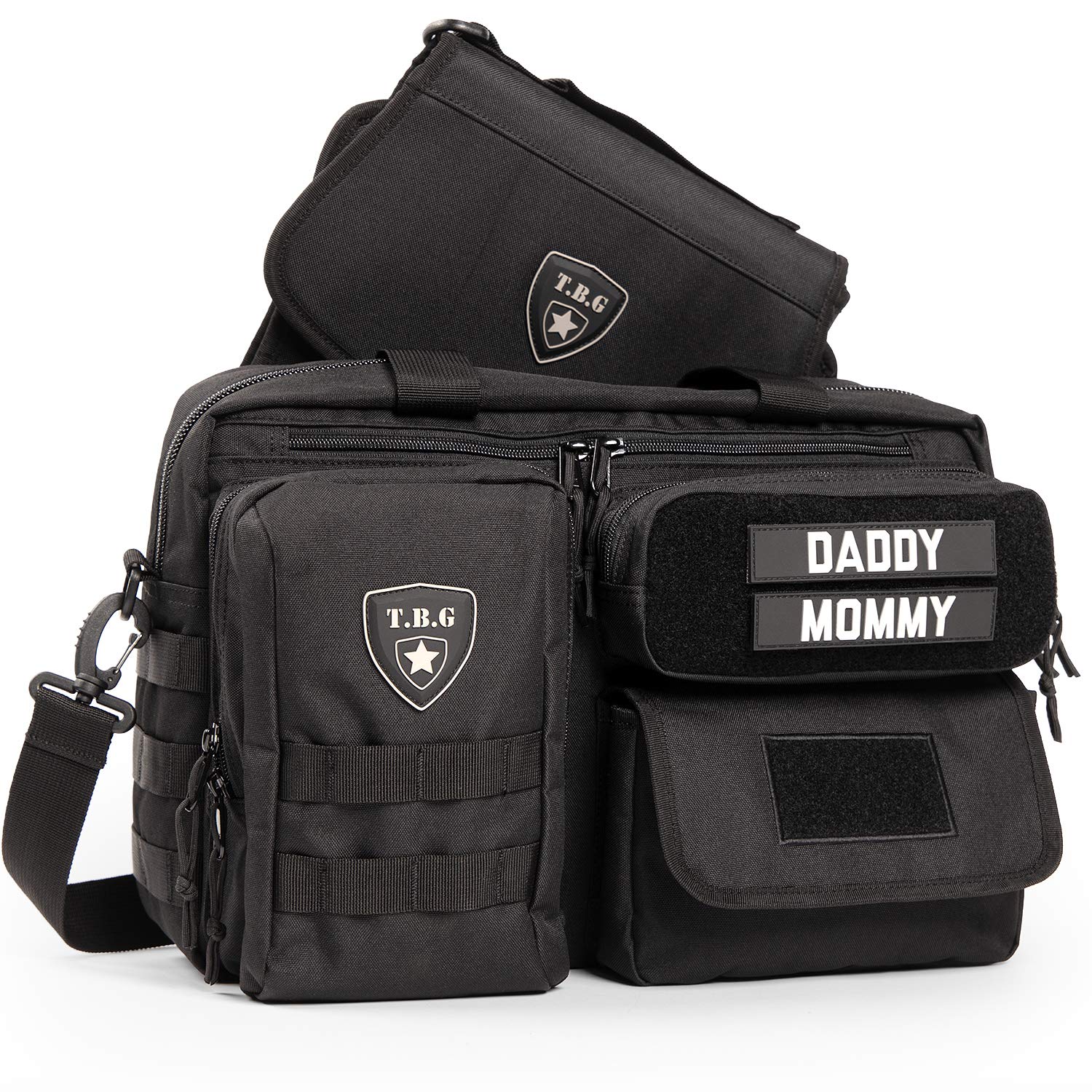 TBG Mens Tactical Diaper Bag for Dads w/Included Changing Mat, Stroller Straps