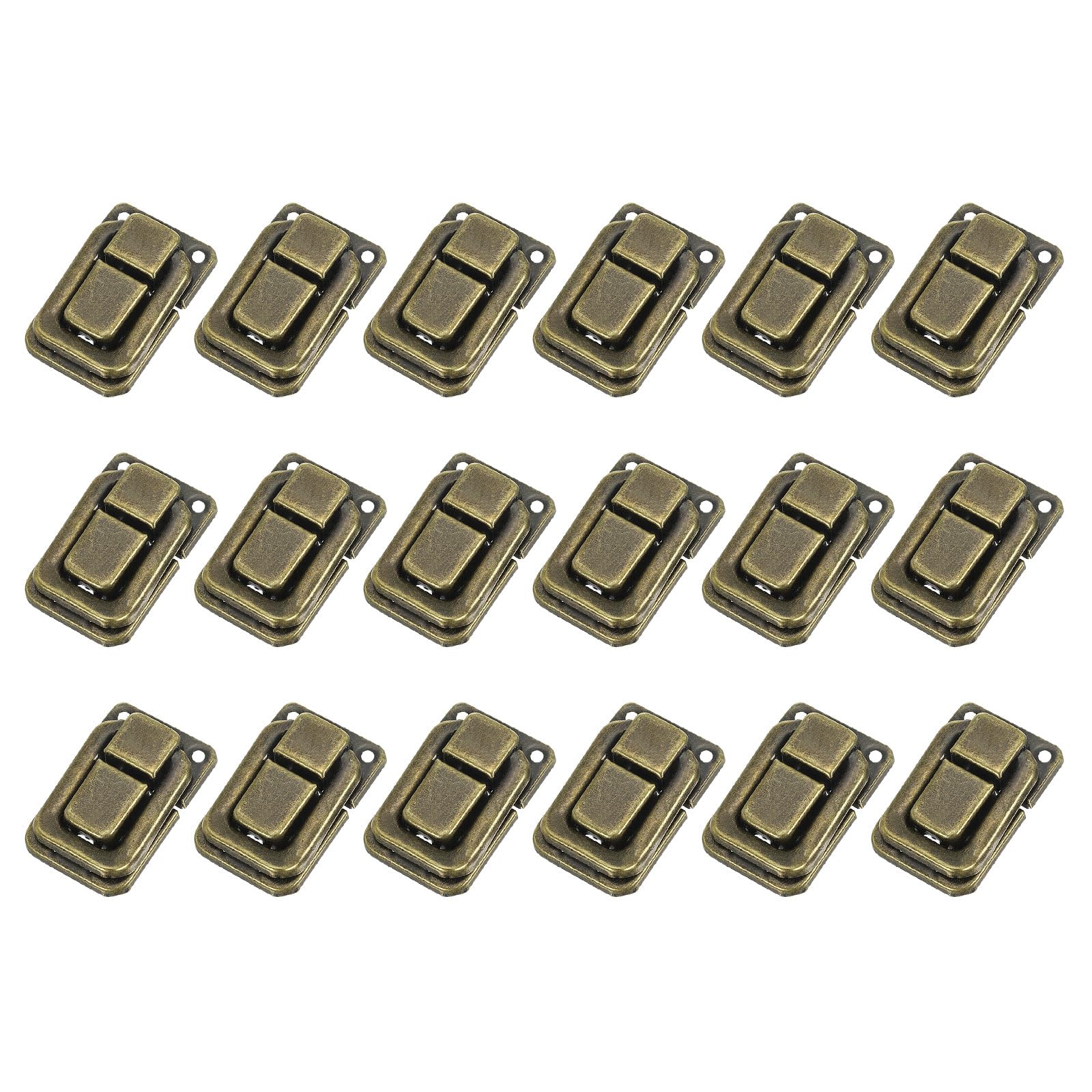 PATIKIL Toggle Catch Lock 1.5" x 1", 18 Pack Metal Buckle Hasp Lock Latch Clasp for Jewelry Box Wooden Case Decoration, Bronze
