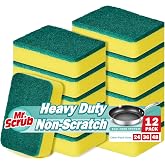 Mr. Scrub Sponges Kitchen Scrub Dish Sponge Scouring Pad, 12 Pack Cleaning Brush Scrubber Supplies for Soap, Dishwashing Dinnerware Sets Pan Pot Towels Cloth Rags Holder Glass Dishwasher Sink Bathroom