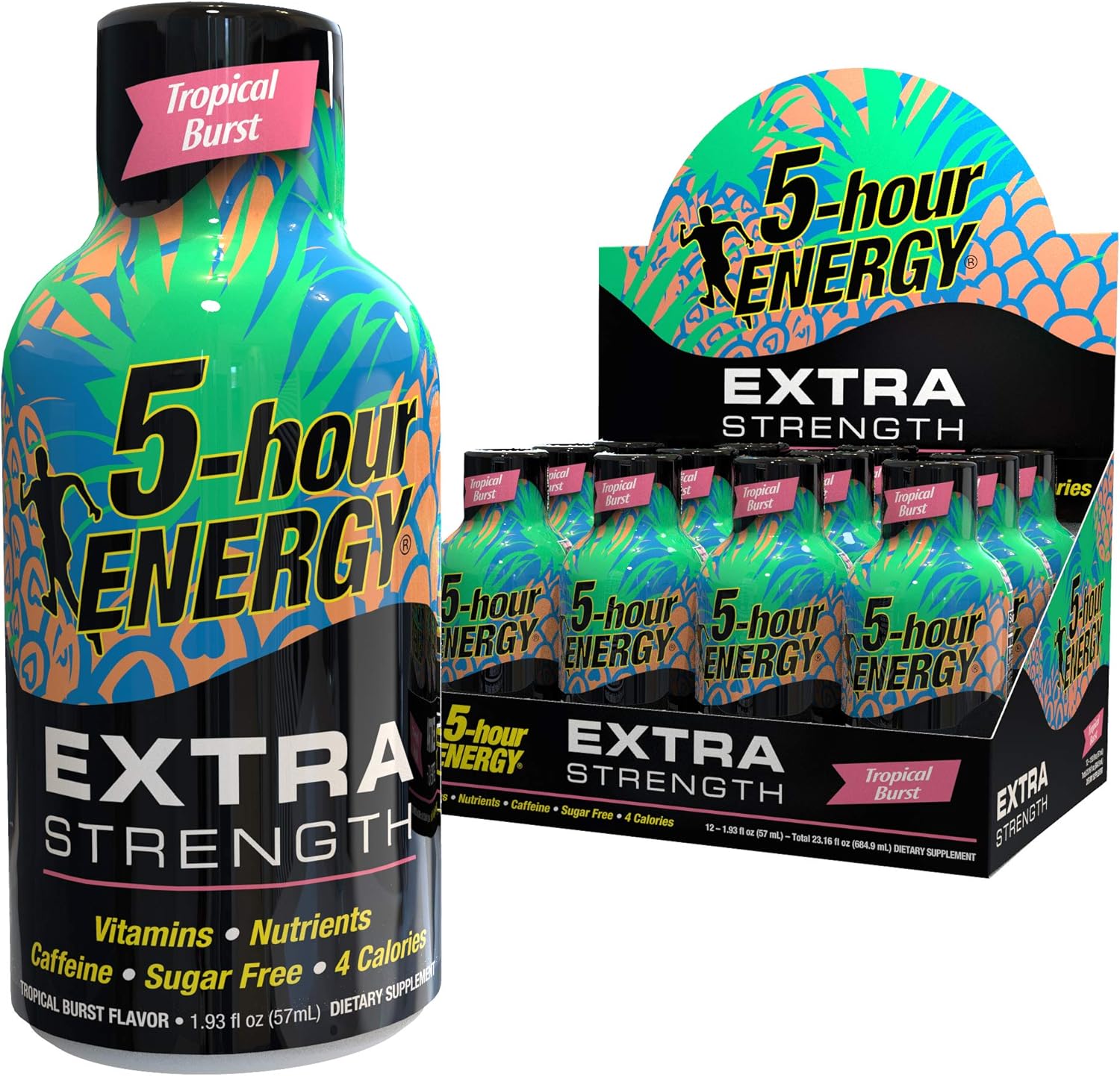 5-hour ENERGY shot, Extra Strength, Tropical Burst, 1.93 Ounce, 12 Count: Health & Personal Care
