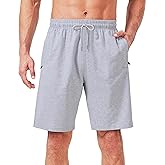 Rancoto Mens Cotton Shorts Sweat Athletic Shorts for Men, Lounge, Gym, Yoga, Workout with Zipper Pockets