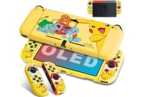 Xcitifun Protective Case Compatible with Nintendo Switch OLED TPU Cases for Girls Boys Kids Cartoon Cute Kawaii Switch 2021 Protect Shell Designed for Nintendo OLED Cover - Yellow Play Game