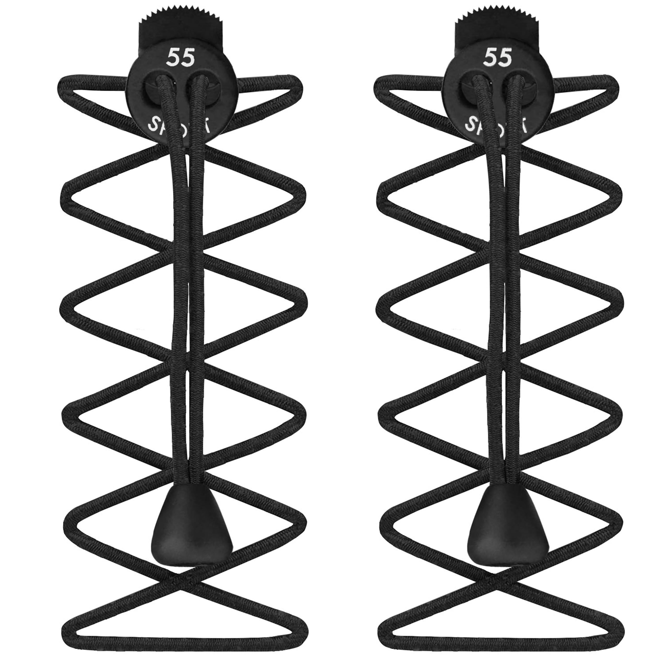 55 Sport Elastic Lock Shoelaces - Black