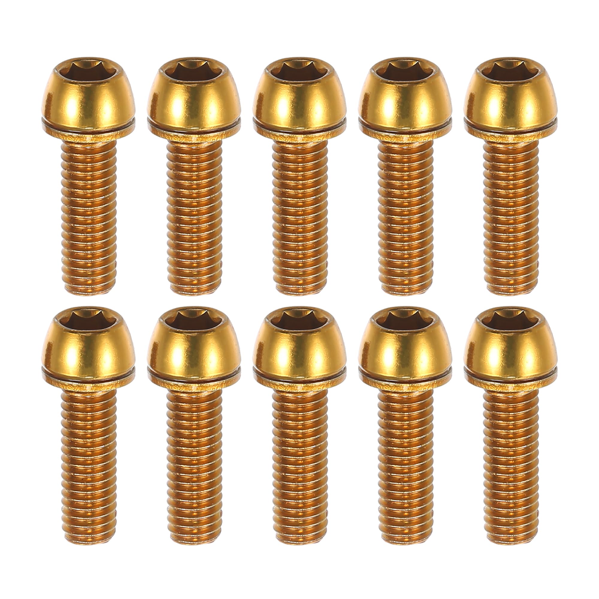 A ABSOPRO Tapered Bolts Screws for Bicycle Stem M6x20mm Gold Tone (Set of 10)