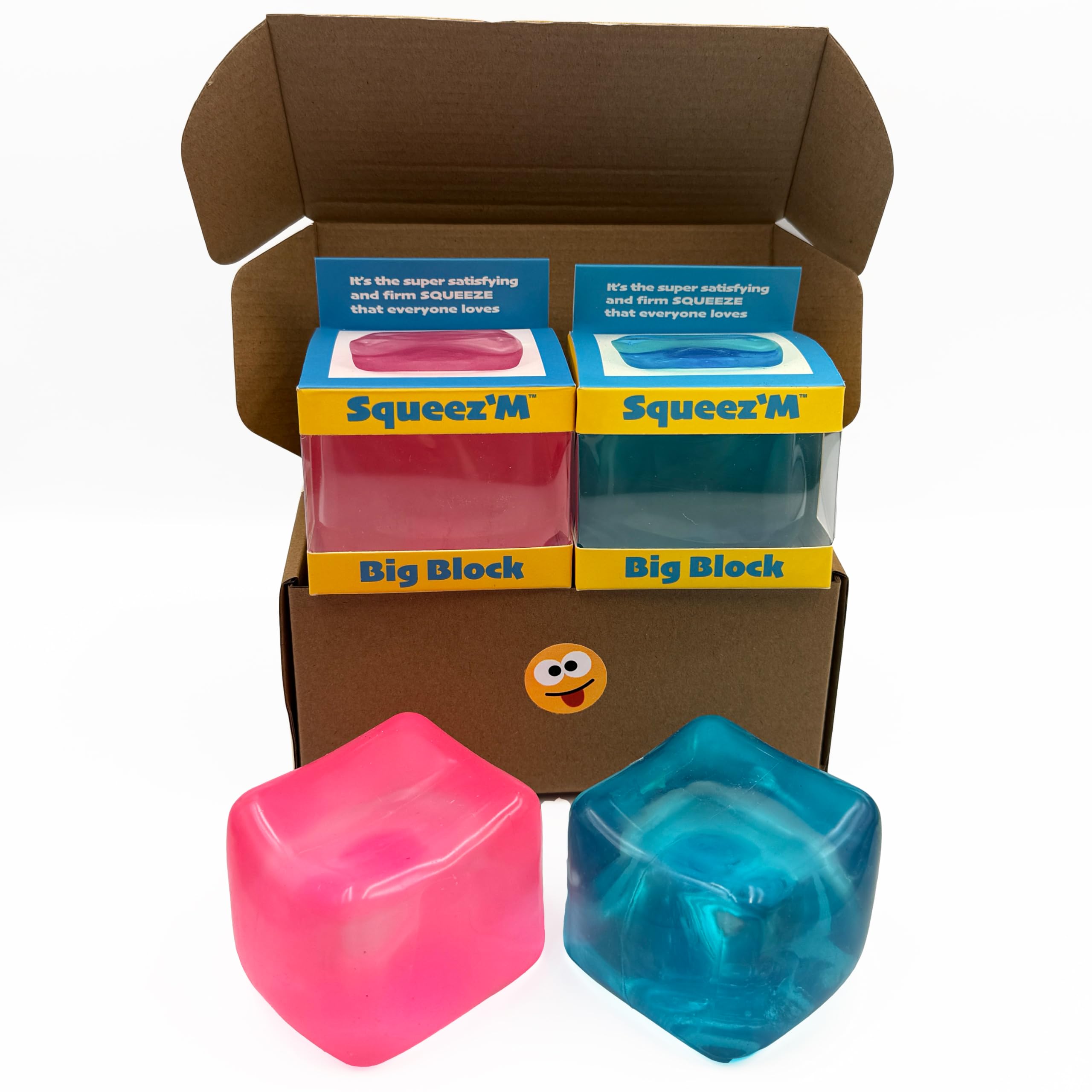 Premium Big Block Squeez'M Cube – 35% Larger Than The Standard Squishy Cube, Toy for Kids & Adults - Sensory Fidget for Stress Relief, Focus & Play – Colorful, Durable, Gift-Ready – ASTM Certified 3+