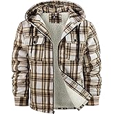 ZITY Men's Flannel Hooded Jacket Fleece Sherpa Lined Plaid Shirts Jackets Zip Up Sweatshirt Hoodies for Men with 4 Pockets