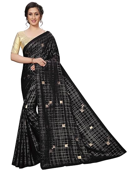 Winza Designer Womens Rangoli Silk Saree With Blouse (FOIL SQUARE)