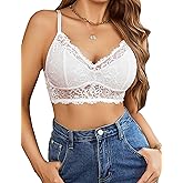 Avidlove Bralettes for Women Lace Camisole Tank Top Unpadded Wireless Double-Layered Lingerie White