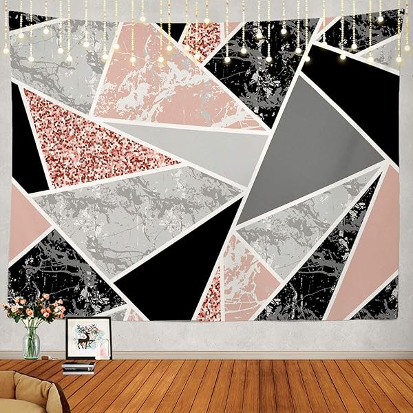 SHRAHALA MARBLE GEOMETRIC PINK TAPESTRY, MARBLE WITH GEOMETRIC...