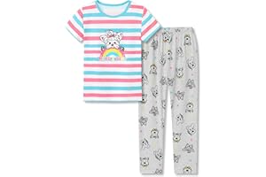 Cozchique Pajamas for Girls - Pink Wave Striped Long Sleeve PJ Set Ultra Soft Jammies Size 6-18