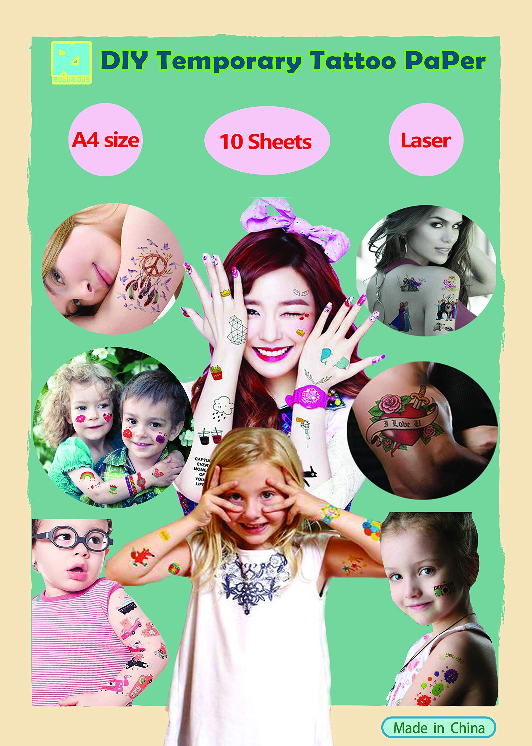 10 Sheets Laser DIY A4 Temporary Tattoo Transfer Paper Printable Customized Halloween Tattoos