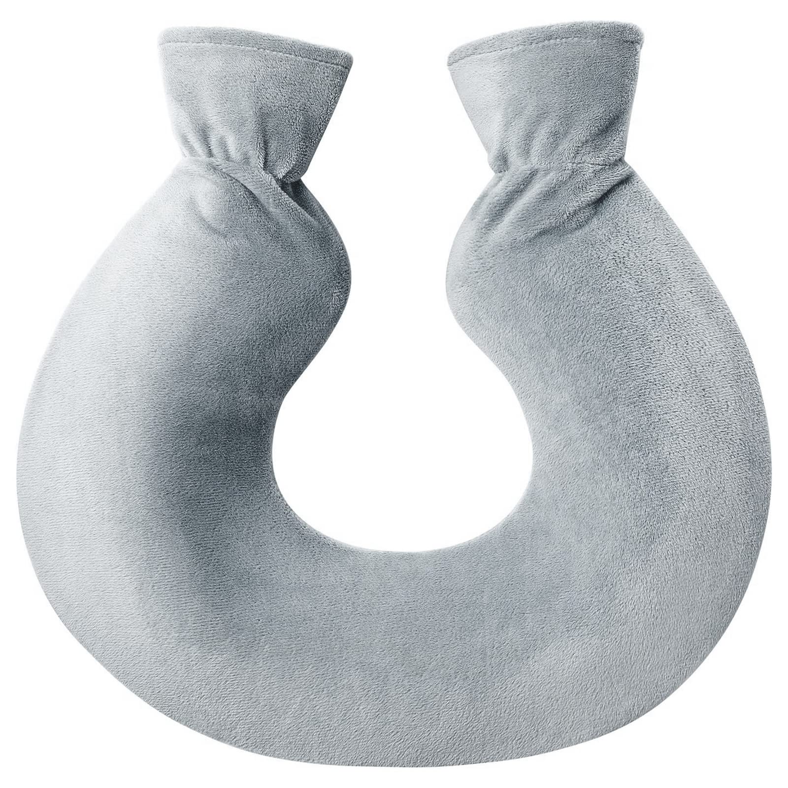 2L U-Shaped Neck and Shoulder Hot Water Bottle – Natural Rubber Hot Water Bag for Neck Pain Relief, Wrap Around Hot Water Bottle with Soft Fleece Cover, Ideal for Stress and Muscle Tension Relief