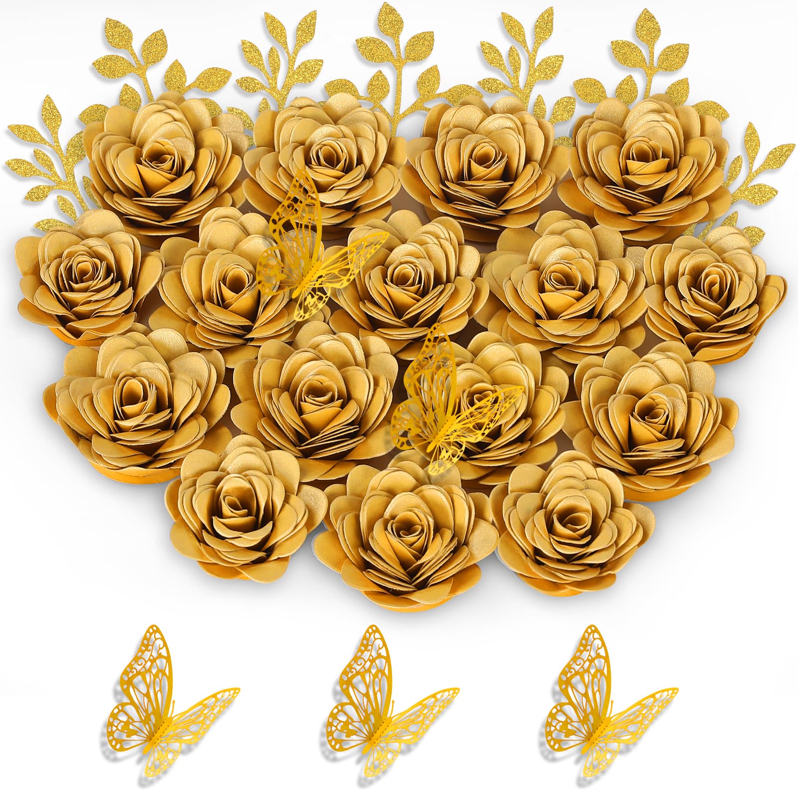 Photo 1 of Mverse Paper Flowers for Graduation Cap Decoration Kit, Small Roses Flores for Crafts, 3D Flores for Shadow Box Projects