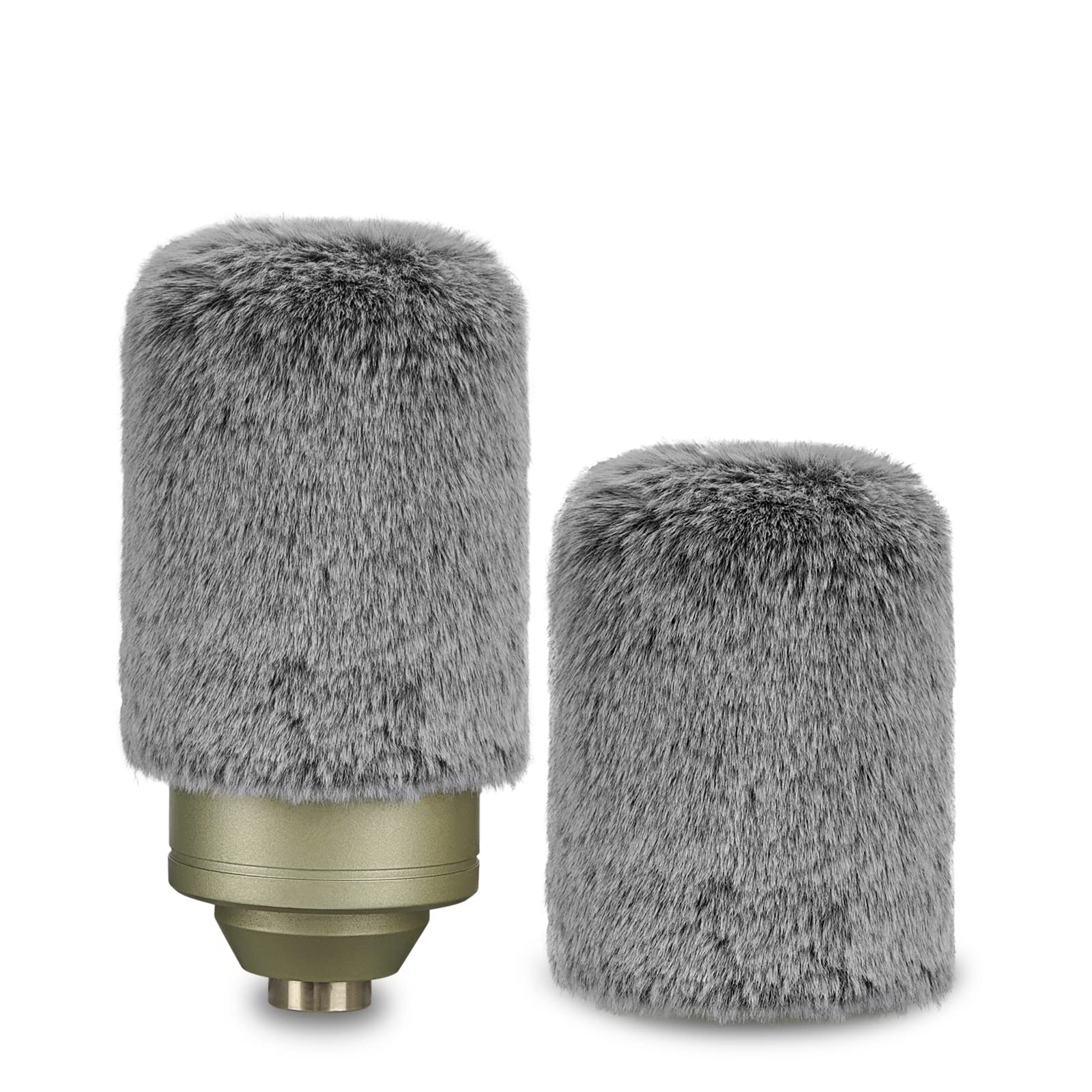 GEEKRIA for Creators Furry Windscreen Compatible with MXL 550, 770, R144, V250, Revelation Mini Mic DeadCat Wind Cover Muff, Fluff Cover Windshield, Wind Noise Reduction (Grey / 2 Pack)