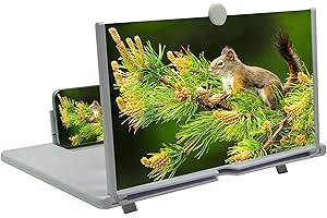 AILENYUN 14" Mobile Phone Screen Magnifier, 3D HD Projector for Movies & Videos, Foldable Stand with Screen Amplifier, Supports All Smartphones (White, 14 inches)
