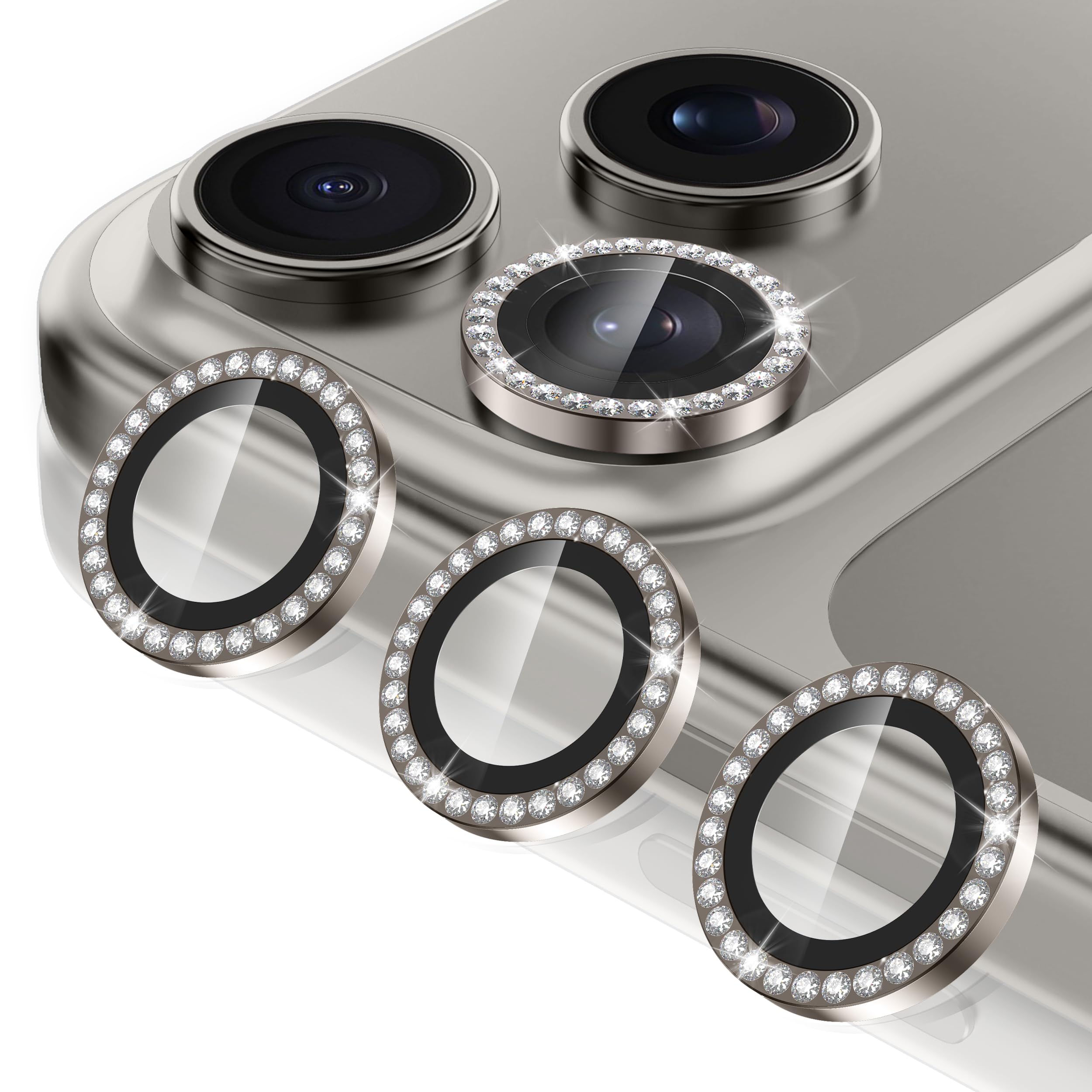 Casetego for iPhone 17 Pro Max/iPhone 17 Pro Camera Lens Protector,9H Hardness,Scratch Resistant,Ultra-thin Tempered Glass,Metal Individual Camera Cover for Women,Case Friendly,Gold