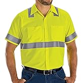 Red Kap Mens Hi-Visibility Short Sleeve Color Block Ripstop Work Shirt - Type R, Class 2