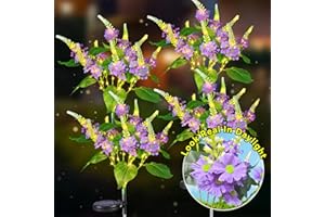 Neporal Solar Flowers Outdoor Waterproof Purple, Lilac Garden Solar Lights Decorative 4PK 8-Stem, 2 Lighting Modes, Solar Powered Garden Decor, Solar Yard Decor