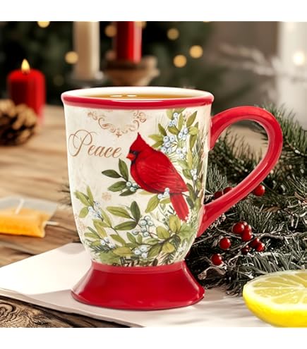 Amazon.com | Cosmos Gifts Fine Ceramic Christmas Red Cardinal Mug, 3-3/4"  H: Coffee Cups & Mugs