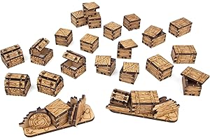 TowerRex Box & Chest Crate Obstacles DND Furniture Terrain - Accessories for Dungeons & Dragons, Pathfinder, Warhammer - Tabletop Wargaming Miniatures, RPG Fantasy Battle mat 28mm Scale Scenery